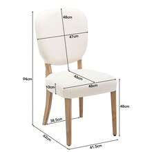 Sweiko Eetkamerstoelen set van 2, gestoffeerde stoelen bekleed met koperen spijkers decoratie stoel rugleuning, vintage eetkamerstoel, massief houten poten, verstelbare voorstoel poten, linnen zittingen, crème, eetkamerstoel (2 stuks), gestoffeerde stoel met houten poten en rugleuning - Wit - Bekijken 9
