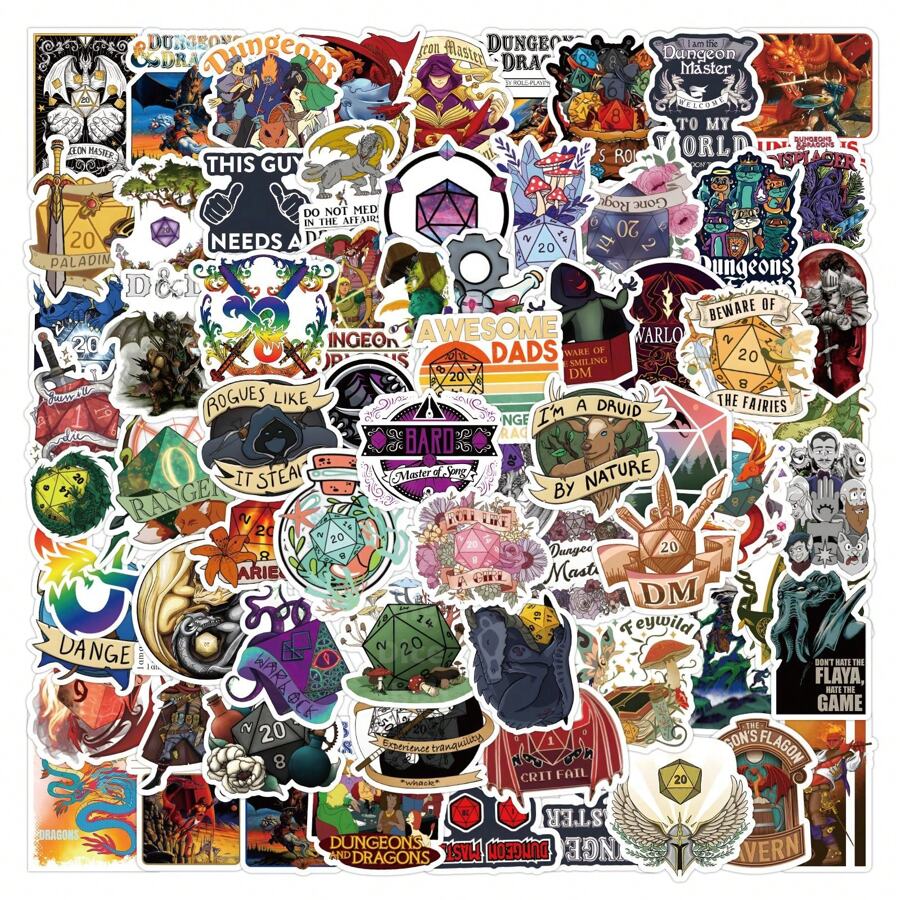 100 Pcs Dungeons And Dragons Stickers For Laptop Water Bottle Bumper ...