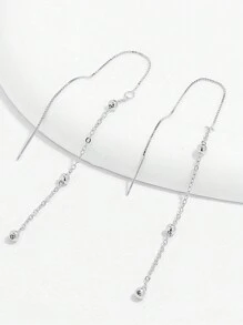 1 对 925 纯银简约流苏耳环，优雅珍珠链吊坠耳环，适合日常、派对、度假、母亲节、女友周年纪念、最佳朋友生日礼物 - 銀色 - 查看 4
