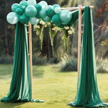 1pc Elegant Sheer Wedding Arch Backdrop With Indoor And Outdoor Decoration - Dark Green - View 2