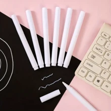 12 支白色液体粉笔记号笔（12 支装） - 无尘易擦除配方 - 非常适合教师、教室和演示板、黑板灯板笔、玻璃陶瓷皮革可擦除记号笔 - 白色 - 查看 7