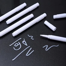 12 支白色液体粉笔记号笔（12 支装） - 无尘易擦除配方 - 非常适合教师、教室和演示板、黑板灯板笔、玻璃陶瓷皮革可擦除记号笔 - 白色 - 查看 3