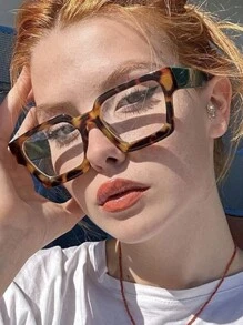 One Pair Of Square Retro Non-Prescription Glasses For Women, Fashionable Accessory Glasses, Suitable For Reading And Daily Use Without Makeup