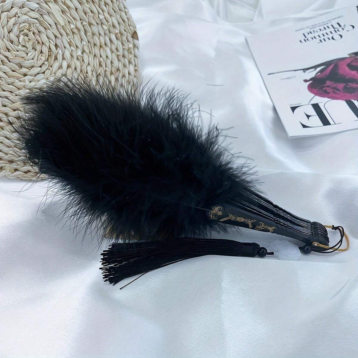 Éventail En Plumes Art Déco Années 1920 - Style Gatsby - Pour Fêtes Costumées, Mariages, Décoration