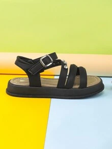 Bé Gái "Xăng Đan Mùa Hè 2024 Phong Cách Mới Với Thời Trang Đế Mềm Giày Công Chúa Trẻ Em Giày Đi Biển Giày Học Sinh - màu đen - Xem 2