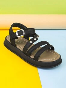 Bé Gái "Xăng Đan Mùa Hè 2024 Phong Cách Mới Với Thời Trang Đế Mềm Giày Công Chúa Trẻ Em Giày Đi Biển Giày Học Sinh - màu đen - Xem 4