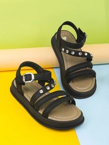 Bé Gái "Xăng Đan Mùa Hè 2024 Phong Cách Mới Với Thời Trang Đế Mềm Giày Công Chúa Trẻ Em Giày Đi Biển Giày Học Sinh - màu đen - Xem 3