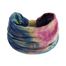 1pc New Bohemian Style Headband, Women's Tie-Dye Printed Broadside Knotted Sports Hairband, Elastic Headwrap Hair Accessories For Women And Girls,Turban Headband Fall Winter Hair Band For Vacation Outfits Woman