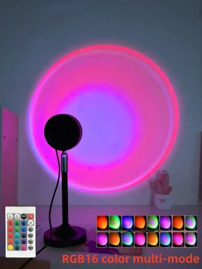 1 Pieza Luz De Proyector Rgb De 16 Colores Controlada Por Remoto Y Led Ajustable A 180 Grados Para Transmisión En Vivo / Video / Fotografía, Lámpara De Ambiente Para La Decoración De La Habitación