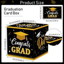 Graduation Card Box With 20 Pcs Advice Cards Congrats Grad Gift Card Box Class Of 2024 Card Holder Box Graduation Party Card Box Holder For School College Graduation Party(Black, Gold, Grad) - GRAD - View 2