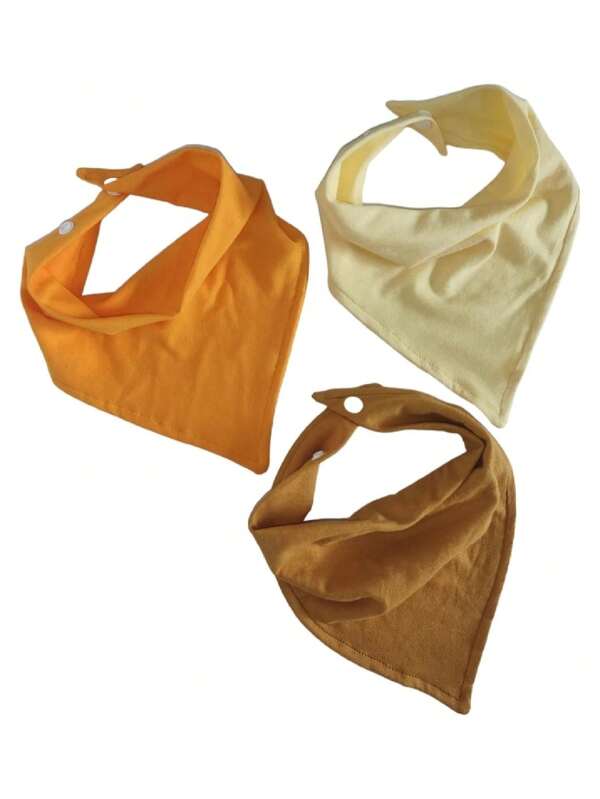 Kit 3 Babador Bandana Algodão Regulagem  (Mostarda, Ouro e Bebe)