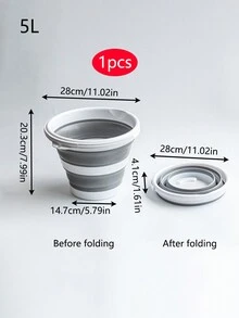 1pc Folding Bucket, Foldable And Portable, Space-Saving, Lightweight, Easy To Store Without Taking Up Space, Convenient For Picnic And Outdoor Activities, Suitable For Kitchen, Bathroom And Outdoor Use. - Gray and White Gradient - View 2