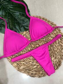 Women Bikini Sets - Hot Pink - View 1