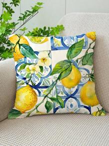 1 housse de coussin à motif de citron aquarelle (sans oreiller) couverture de coussin décorative imprimée d'un côté douce et confortable, convient pour la chambre à coucher, le salon