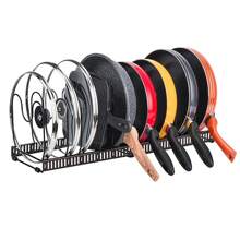 LIVINGANDHOME Living And Home Expandable Pot Pan Organizer Rack With 10 Adjustable Compartments,Pot Lid Organizer Holder,Pan Organizer Rack,Kitchen Storage Shelf Organizer For Cabinet Countertop Cupboard - Black - View 2