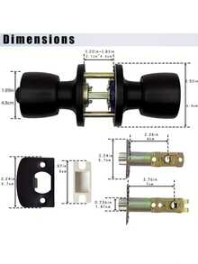 1套帶鎖鑰的門把手，磨砂黑色圓球鎖，內外門把手適用於臥室或浴室/門口 - 彩色 - 查看 4