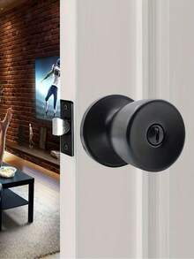 1套帶鎖鑰的門把手，磨砂黑色圓球鎖，內外門把手適用於臥室或浴室/門口 - 彩色 - 查看 6