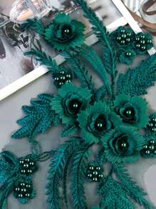 XDH2489現貨彩色3D刺繡綴飾婚紗配件網紗蕾絲DIY表演服裝刺繡花長度:30CM/寬度:20CM - 綠色 - 查看 3