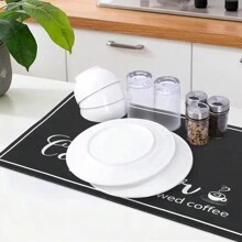 1PC Coffee Mat Dish Drying Mat CoffeeBar Mat For Countertop, Hide Stain AbsorbentSpill Mat, Rubber Backing, Coffee BarAccessories Fit Coffee Machine, Coffee MakerCoffeemat (Dark Gray)