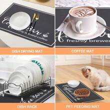 1PC Coffee Mat Dish Drying Mat CoffeeBar Mat For Countertop, Hide Stain AbsorbentSpill Mat, Rubber Backing, Coffee BarAccessories Fit Coffee Machine, Coffee MakerCoffeemat (Dark Gray)