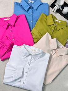 Women Blouses - 藍色 - 查看 2