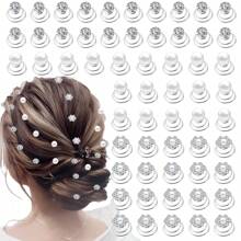 30pcs Gems Rhinestone Twister Hair Studs Set Rhinestone Spiral Pearl Flower Jewels Hair Pins Sticks For Wedding, Bridal, Prom, Party And Special Occasion (Rhinestone&Pearl&Flower) Hair Clips Claw Clips Hair Claws Hair Slide Hair Barrettes, School Stuff - Multicolor - View 7