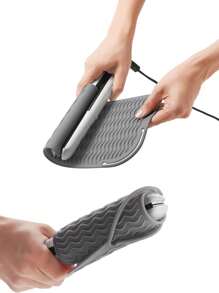 1 pieza Estera de silicona resistente al calor para vara rizadora del cabello, plancha y rizador de cabello portátil, almohadilla de silicona antideslizante para almacenamiento, herramienta de peinado para cabello ondulado, almohadilla de silicona para cicatrices, accesorios y productos para el cabello, esenciales de viaje para peluquería y salón de belleza