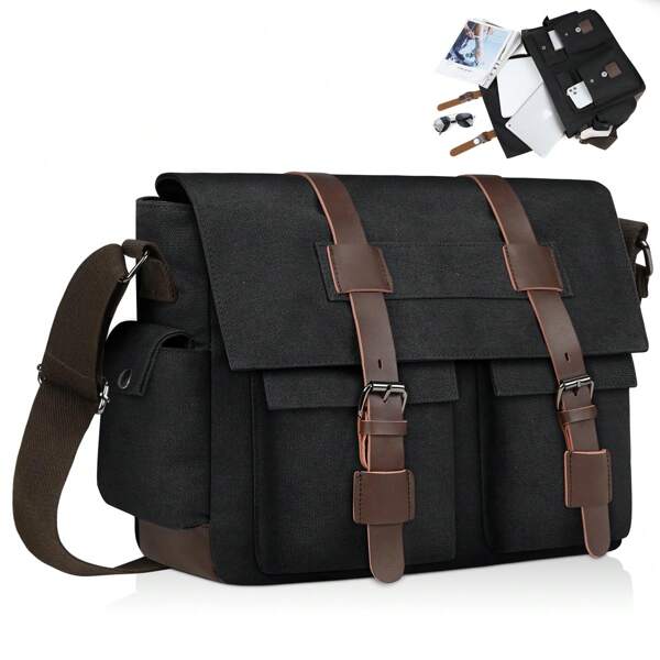 Portafolios para Hombre 15.6 Pulgadas Impermeable,Bolsa mensajero hombrem,Maletin Laptop de Lona,Maletin ejecutivo hombre con Bandolera Ajustable
