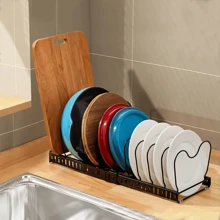 LIVINGANDHOME Living And Home Expandable Pot Pan Organizer Rack With 10 Adjustable Compartments,Pot Lid Organizer Holder,Pan Organizer Rack,Kitchen Storage Shelf Organizer For Cabinet Countertop Cupboard - Black - View 5