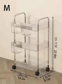 1pc Clear Acrylic Portable Trolley For Bathroom Gap Shelving, Living Room Snack Storage Rack, Multi-Layer Mobile Cosmetic Storage Rack Outdoor Decor