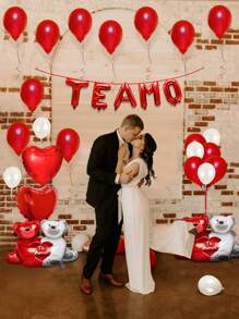 35个“TE AMO”红白相间拥抱小熊铝箔心形气球，适合表白、浪漫求婚、生日派对、周年纪念、婚礼装饰、情人节等场合。 - 彩色 - 查看 3