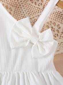 Robe d'été à imprimé papillon sans bretelles rose avec grand nœud + chapeau