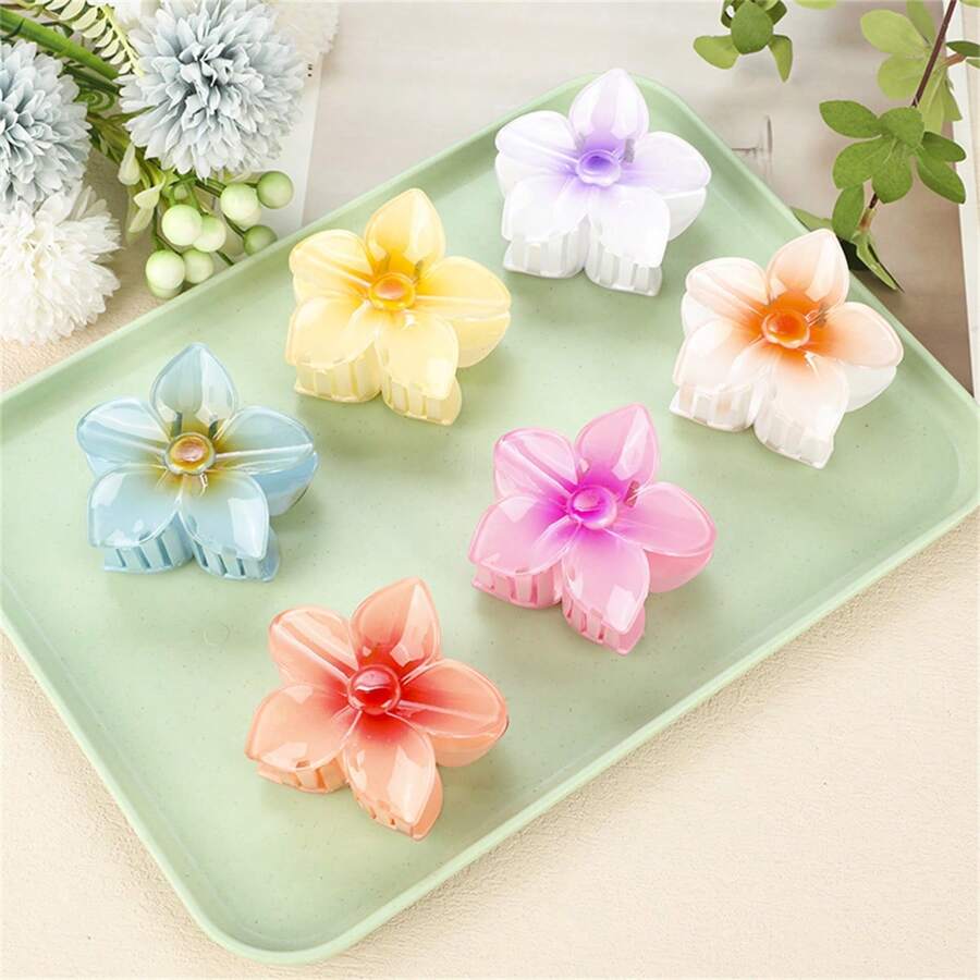 4 cái Kẹp tóc màu gradient lớn Plumeria cho mùa xuân Hàng mới - Nhiều màu - Xem 1