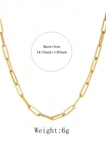 1 Set Minimalist Paperclip Shaped Stainless Steel Necklace And Bracelet Jewelry Set, Suitable For Women's Daily Outfit Or As A Mother's Gift