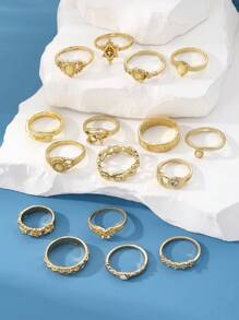 16入組波西米亞風格女士戒指套裝