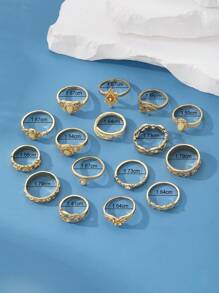 16入組波西米亞風格女士戒指套裝