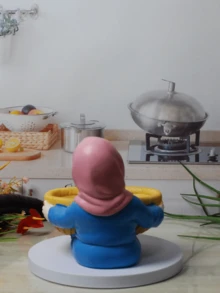 Cesta tejida rústica en forma de brazos de aldeana para decoración de sala de estar - Multicolor - Ver 6