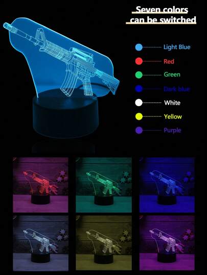 ضوء الليل ثلاثي الأبعاد الملون باللمس M416a 7 الوان مع منفذ Usb ، مناسب كهدية لإضاءة مكتبية وديكورية بغرف الأولاد وغرف الألعاب وغرف النوم والمطاعم وأماكن أخرى