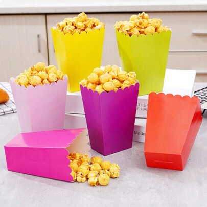 Disposable Popcorn Box Folding Solid Color Striped White Card Box Cinema Entertainment Venue Fried Chicken
