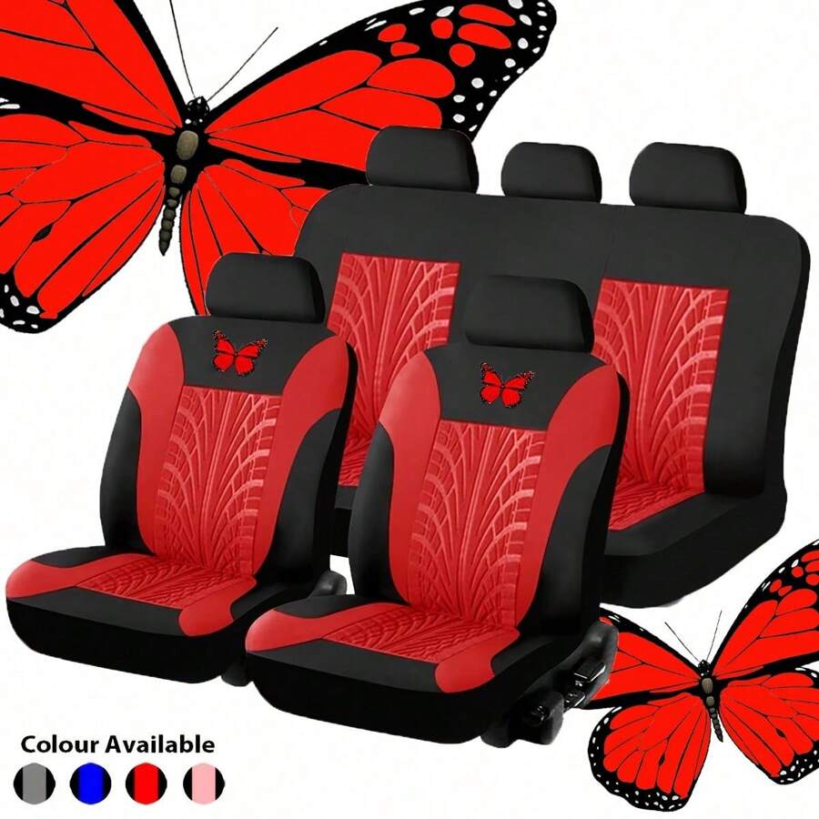 Embossed Cloth Art Seat Cover (9Piece Set) For Car Interior Decoration