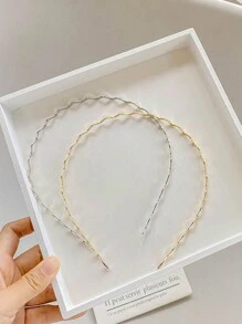 1 pieza Aro metálico ondulado para el cabello, diadema de mujer simple y versátil para lavarse la cara, diadema de metal sólido para maquillaje, máscara, diadema, diadema, aro para el cabello