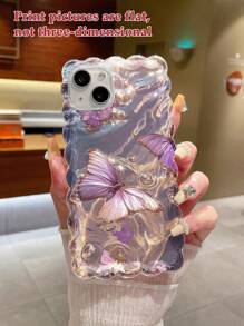 2000s Fashion Butterfly Crochet Lace Fashionable Shell Cute Phone Case Compatible With IPhone 15/ Anti-Drop New Iphone 14/12promax/13promax/14promax/ Crochet Lace Painting Anti-Drop Creative Mobile Phone Case For Xr/7/8 Painting Mobile Phone Case Compatible With IPhone 15 Promax/ Apple 13/14/11 Soft Shell For P12 Anti-Drop Xs Anti-Drop Soft Shell Phone Case - Multicolor - View 3