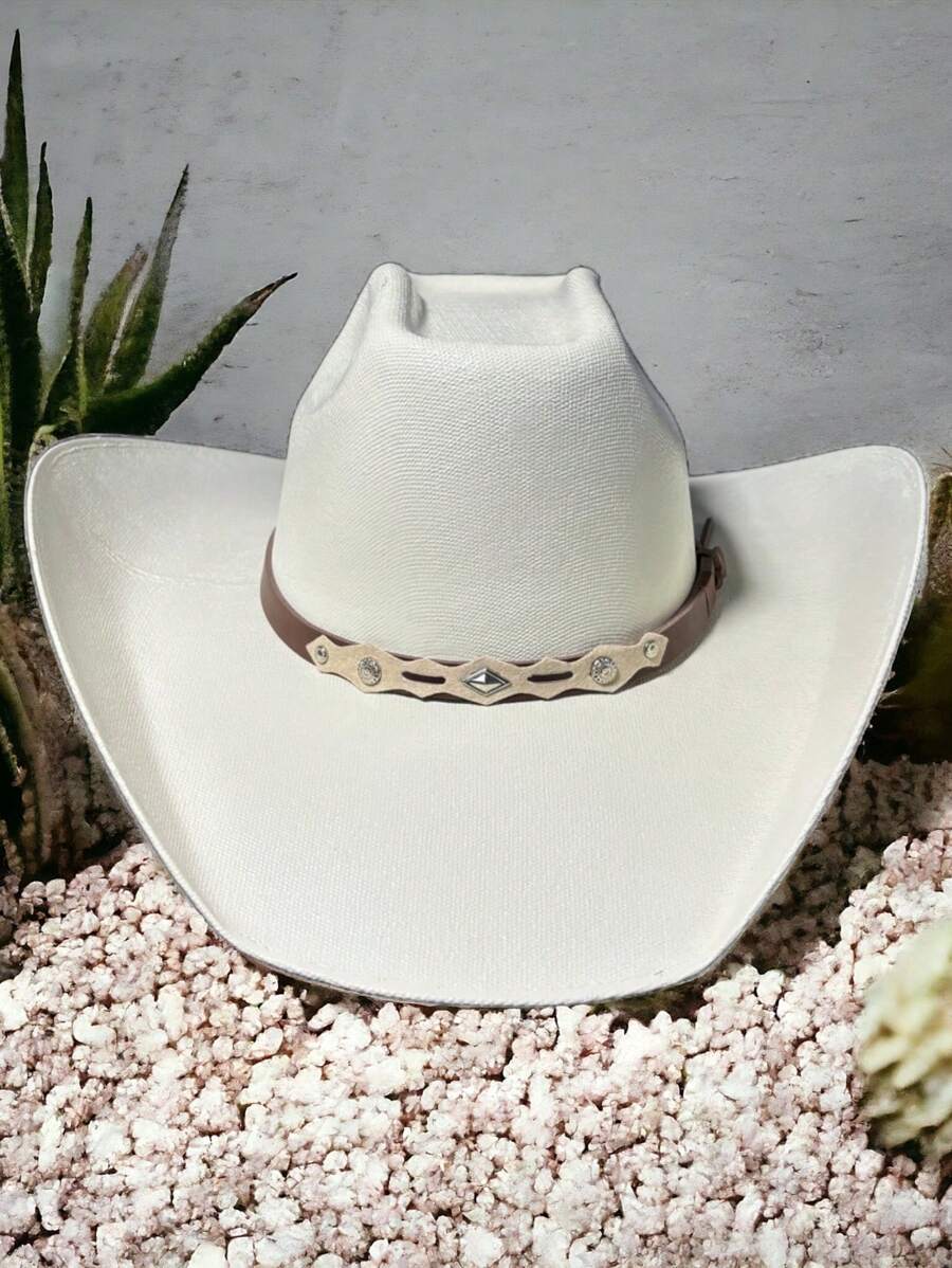 Sombrero Texana Estilo Novita sombrero estilo texana Novita diseno clasico ala ancha copa alta material resistente acabado elegante y moderno ideal para uso diario eventos campo y festivales ajuste comodo cinta interior talla unica combinable con looks vaqueros y urbanos accesorio de moda durable y resistente al desgaste - Blanco - Ver 1
