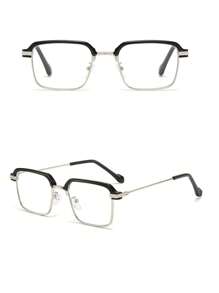 1副经典复古无度数半框眼镜，男女通用 - 無色 - 查看 3