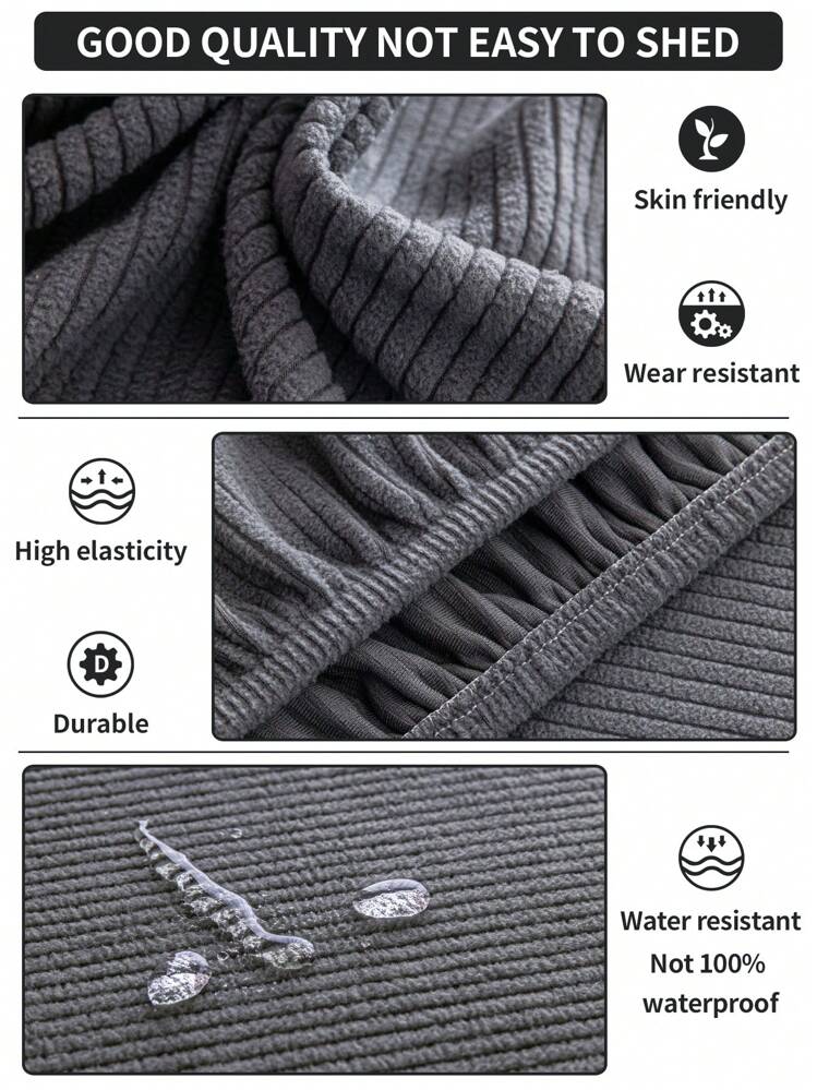 Funda de cojín para sofá resistente al agua, elástica y de cuatro estaciones, cubierta de sofá antideslizante de estilo moderno para sala de estar, adecuada para sofás en forma de L y sofás de 1/2/3/4 asientos - Gris Oscuro - Añade 4