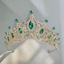 1pc Emerald Green Princess Headband For Women Costume Party Celebrations Crown Hair Accessory Birthday Gift - Dark Green - View 3