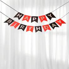 1set Gold Foil Happy Birthday Banner, Birthday Party Decorations, Triangle Flag Bunting For Party Props And Supplies,Christmas