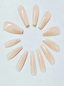 24pcs Simple White Color Gradient Tie Dye Ballet Wear Nail Art Stickers + Jelly Gel + Nail File Press On Nails Supplies
