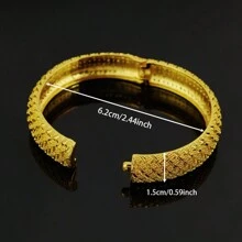 1/2/4pcs 24K Gold Plated Dubai Style Bangle Bracelet, Charm Jewelry Gift For Women, Wedding, Party, African/Arabian Handmade - Horse Eye - View 6