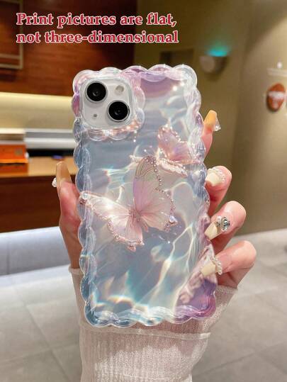 时尚外壳采用钩针蕾丝和可爱蝴蝶印花，兼容 15/防震新款 14/12 Pro Max/13 Pro Max/14 Pro Max/钩针彩绘防震创意手机壳适用于 Xr/7/8 彩绘兼容 15 Pro Max/13/14/11 软壳 P12 防摔 Xs 软手机壳防水防刮